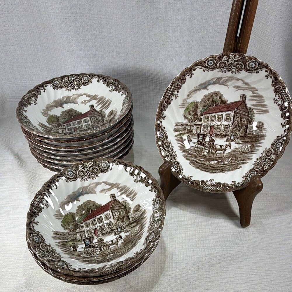 VTG Johnson Brothers Heritage Hall Pennsylvania Fieldstone 6" Bowls - Pair
